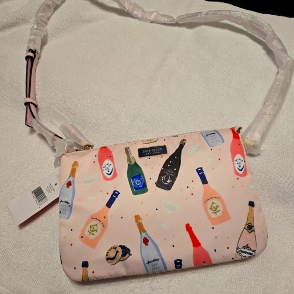 NWT Kate Spate Triple Gusset Pink Dawn Champagne Crossbody 🍾 - Picture 4 of 8